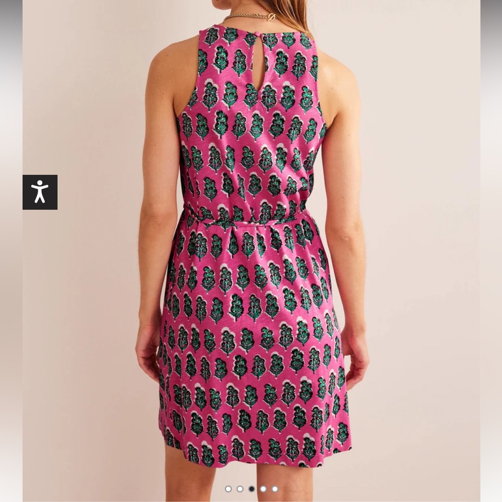 Boden Swing Jersey Dress Pink Artisan Bloom Sleeveless  Women 16-18 NO WAIST TIE - Picture 2 of 13